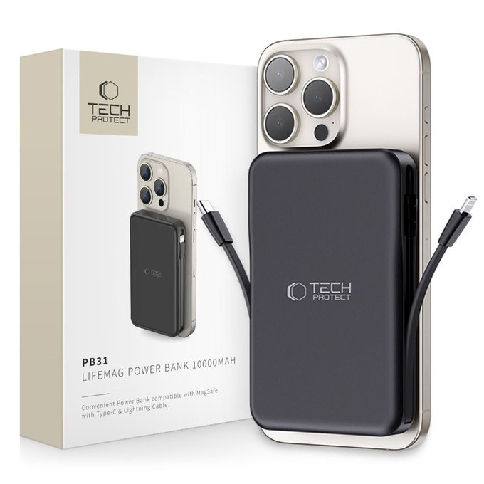 Powerbank PB31 Lifemag MagSafe 10000mAh, crna, Tech-Protect