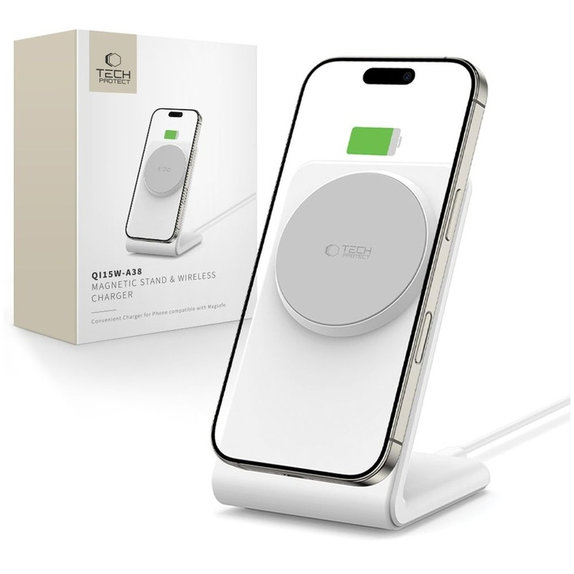 Bežični punjač QI15W-A38 Magnetic MagSafe, bijela, Tech-Protect