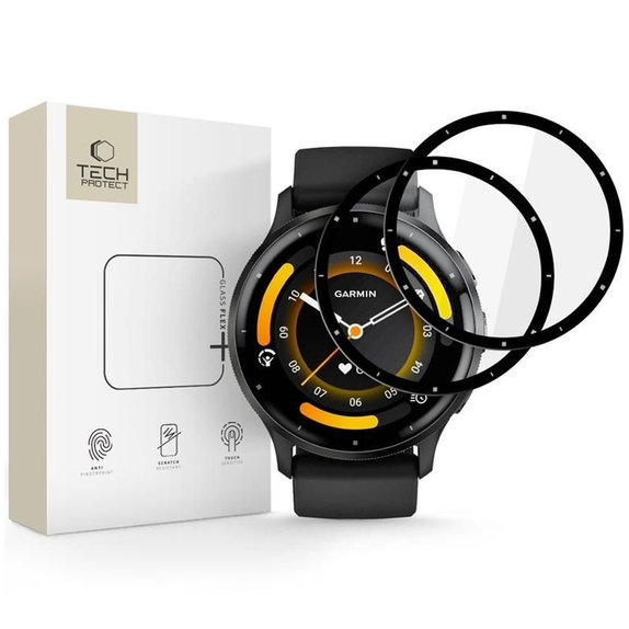 Hibridno staklo Glass Flex+ 2-PACK za Garmin Venu 3, crna, Tech-Protect
