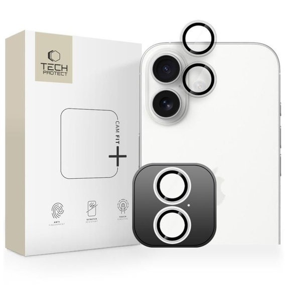 Zaštita kamere Camring Fit+ za iPhone 16 / 16 Plus / 17, prozirna, Tech-Protect