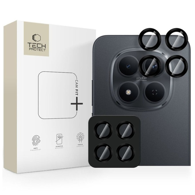Zaštita kamere Camring Fit+ za Xiaomi Poco M8 Pro / Redmi Note 15 Pro 5G / 15 Pro+ Plus 5G, crna, Tech-Protect