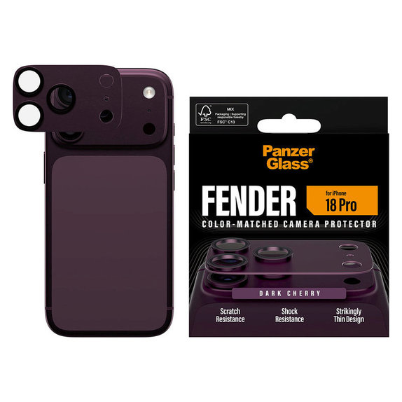 Zaštita objektiva Fender za iPhone 18 Pro, Dark Cherry, PanzerGlass