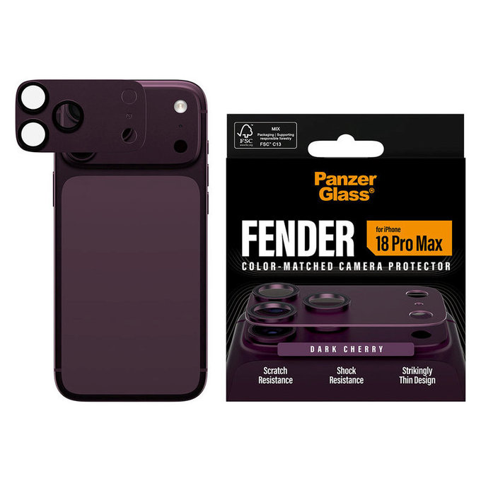 Zaštita objektiva Fender za iPhone 18 Pro Max, Dark Cherry, PanzerGlass