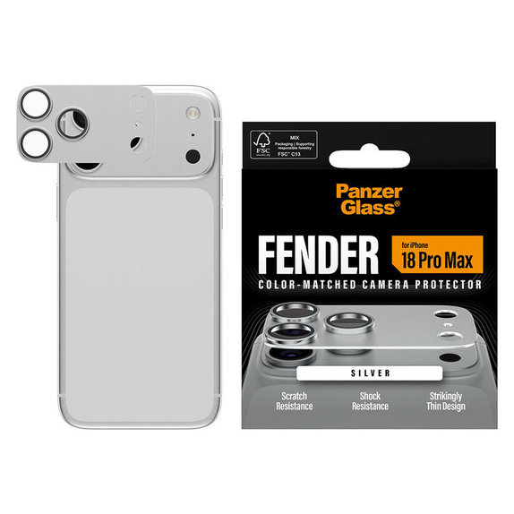 Zaštita objektiva Fender za iPhone 18 Pro Max, Srebrna, PanzerGlass
