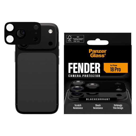Zaštita objektiva Fender za iPhone 18 Pro, Black Currant Currant, PanzerGlass