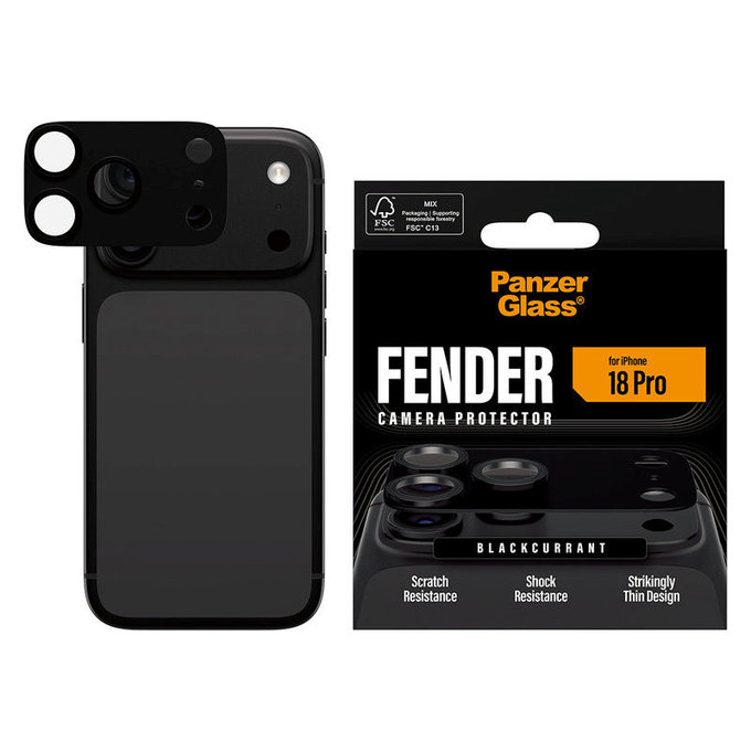 Zaštita objektiva Fender za iPhone 18 Pro, Black Currant Currant, PanzerGlass