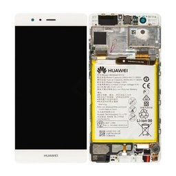 Huawei P9 - LCD zaslon + zaslon osjetljiv na dodir + okvir + baterija (bijela) - 02350RRY, 02350RKF Originalni servisni paket