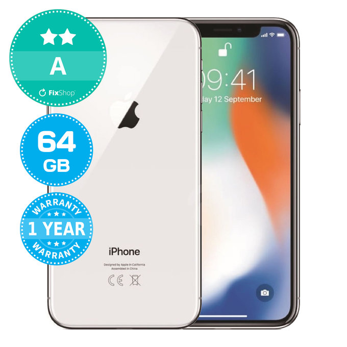 Apple iPhone X Silver 64GB A Obnovljeno