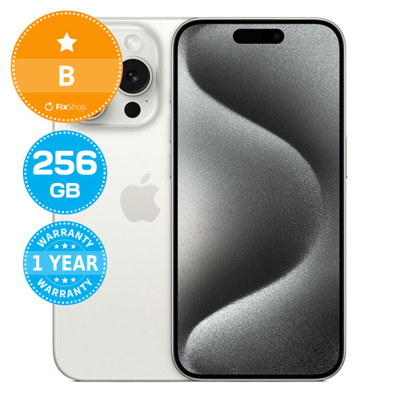 Apple iPhone 15 Pro White Titanium 256GB B Obnovljeno