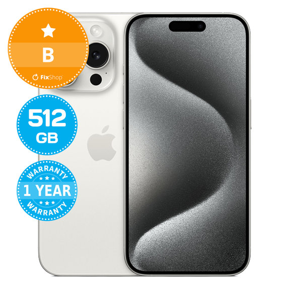 Apple iPhone 15 Pro White Titanium 512GB B Obnovljeno