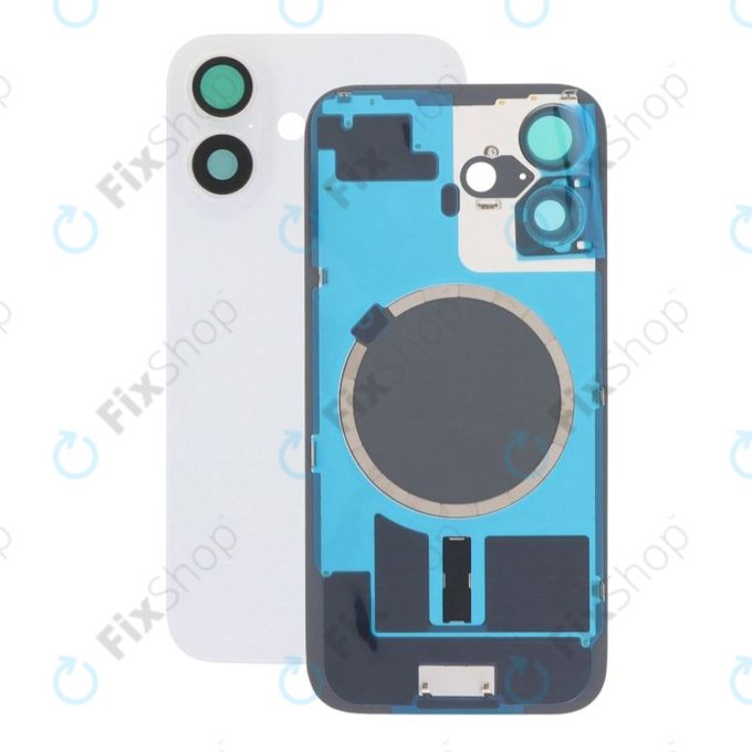 Apple iPhone 16 - Stražnje staklo kućišta + staklo kamere + metalni okvir + Magsafe magnet (White)
