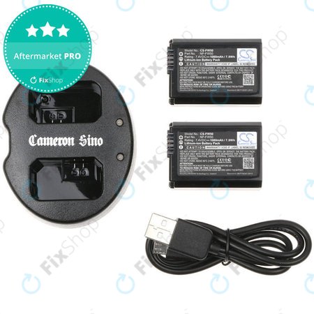 2 baterije s punjačem zaSony NEX-5, Alpha 7, NEX-7, 1030mAh, Li-Ion, 7.4V, NP-FW50, HQ