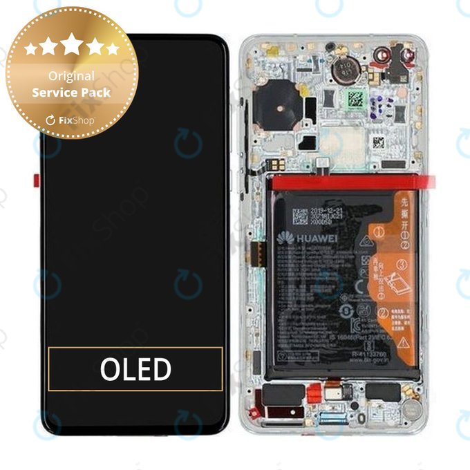 Huawei P40 - LCD zaslon + zaslon osjetljiv na dodir + okvir + baterija + senzor otiska prsta (ledeno bijela, srebrna mraz) - 02353MFW
