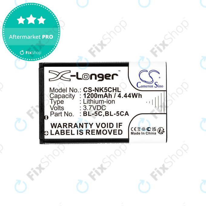 Baterija za Nokia 1208, 1110, 2310, 1200mAh, Li-ion, 3.7V, BL-5C, HQ