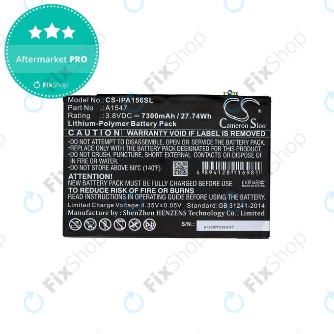 Apple iPad Air 2, iPad (6th Gen 2018) - Baterija A1547 7300mAh HQ