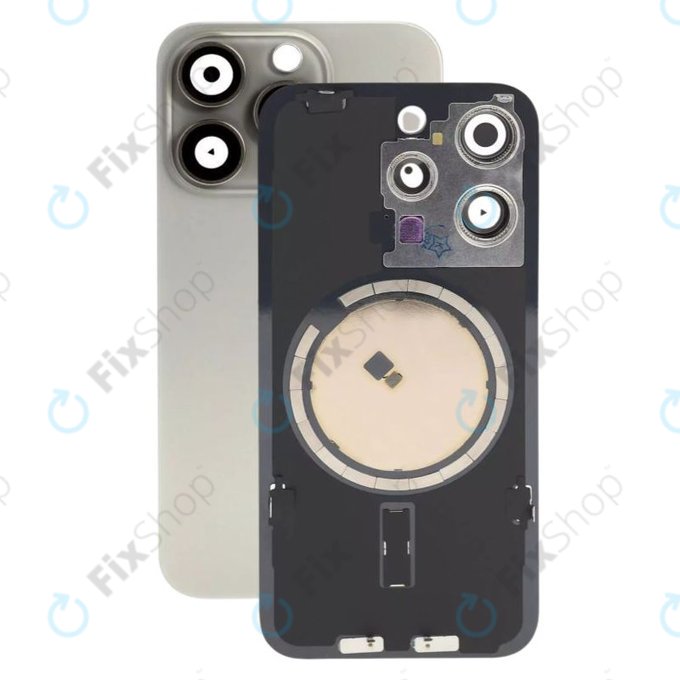 Apple iPhone 15 Pro - Stražnje staklo kućišta + staklo kamere + metalni okvir + magsafe magnet (Natural Titanium)