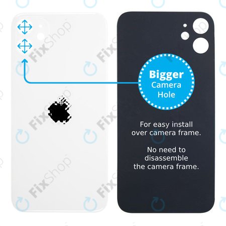 Apple iPhone 11 - Stražnje staklo kućišta s većom rupom za kameru (bijelo)
