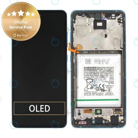 Samsung Galaxy A52 A525F, A526B - LCD zaslon + zaslon osjetljiv na dodir + okvir + baterija (Sjajno plava) - GH82-25229B, GH82-25230B Originalni servisni paket