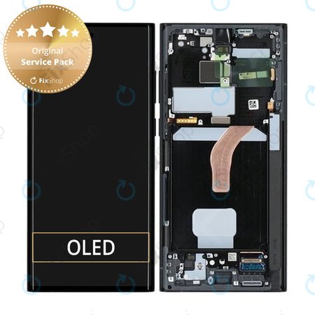 Samsung Galaxy S22 Ultra S908B - LCD zaslon + zaslon osjetljiv na dodir + okvir (grafit) - GH82-27488E, GH82-27489E Originalni servisni paket