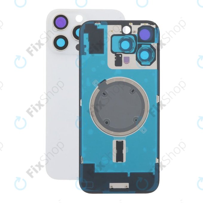 Apple iPhone 16 Pro Max - Stražnje staklo kućišta + staklo kamere + metalni okvir + Magsafe magnet (White Titanium)