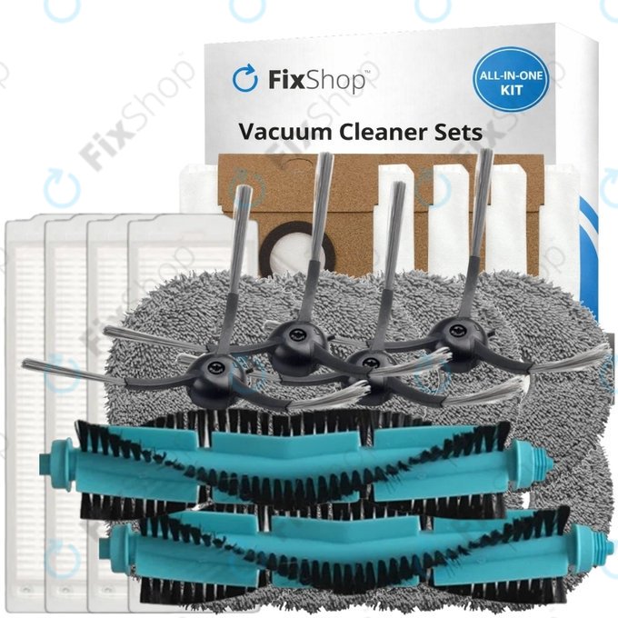 Set rezervnih dijelova za Eta Aquilo Pro, Cecotec Conga 11090 (2x Glavna četka, 4x Filter, 4x Bočna četka, 8x Krpa za brisanje, 4x Vrećica za prašinu)