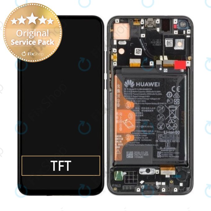 Huawei Honor View 20 - LCD zaslon + zaslon osjetljiv na dodir + okvir + baterija (ponoćno crna) - 02352JKP