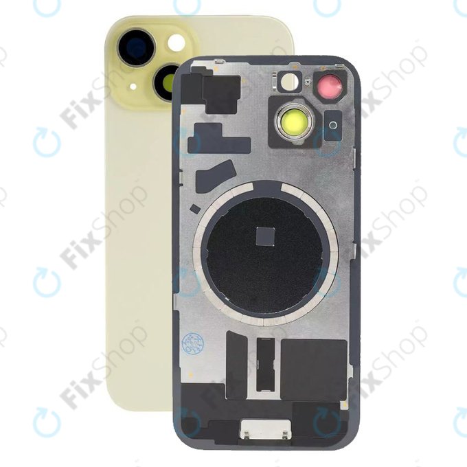 Apple iPhone 15 - Stražnje staklo kućišta + staklo kamere + metalni okvir + magsafe magnet (Yellow)