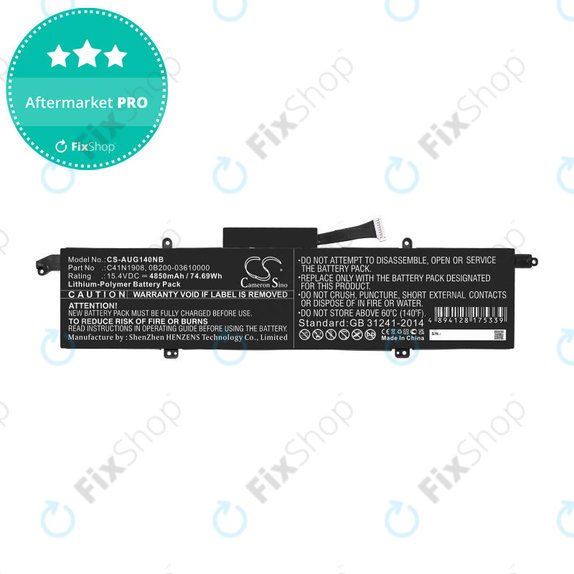 Baterija za Asus ROG Zephyrus G14 Ga401, 4850mAh, Li-Pol, 15.4V, C41N1908, HQ