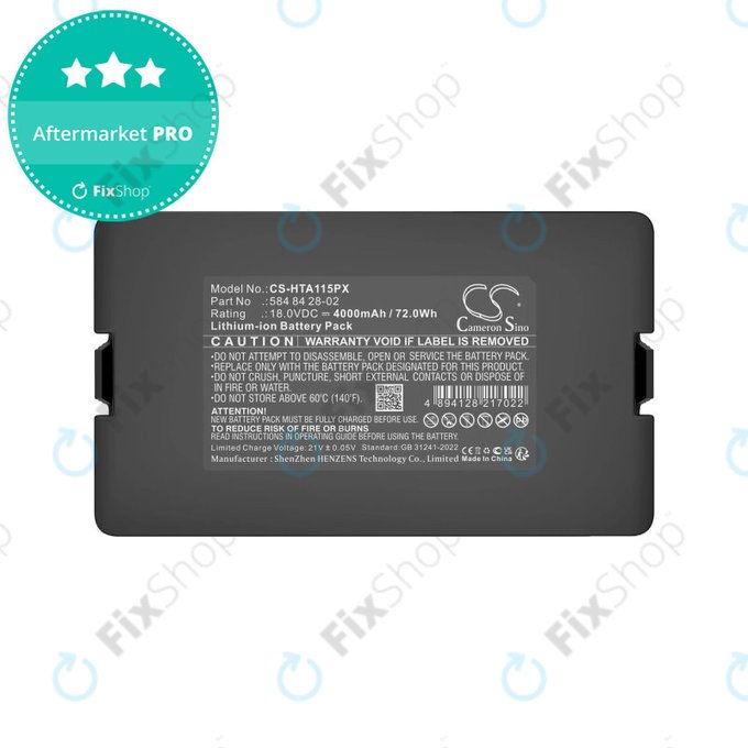 Baterija za Flymo Easilife 200, Gardena Automower 310, Husqvarna Automower 315X, 4000mAh, Li-Ion, 18.0V, 584 84 28-02, HQ
