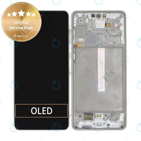 Samsung Galaxy A73 5G A736B - LCD zaslon + zaslon osjetljiv na dodir + okvir (Fantastična bijela) - GH82-28686B, GH82-28884B Originalni servisni paket