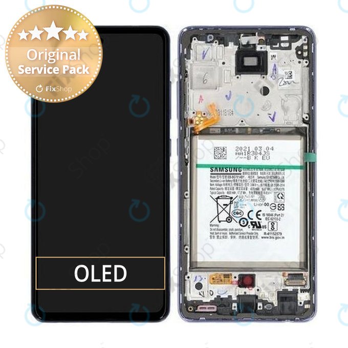 Samsung Galaxy A52 A525F, A526B - LCD zaslon + zaslon osjetljiv na dodir + okvir + baterija (Awesome Violet) - GH82-25229C, GH82-25230C Originalni servisni paket