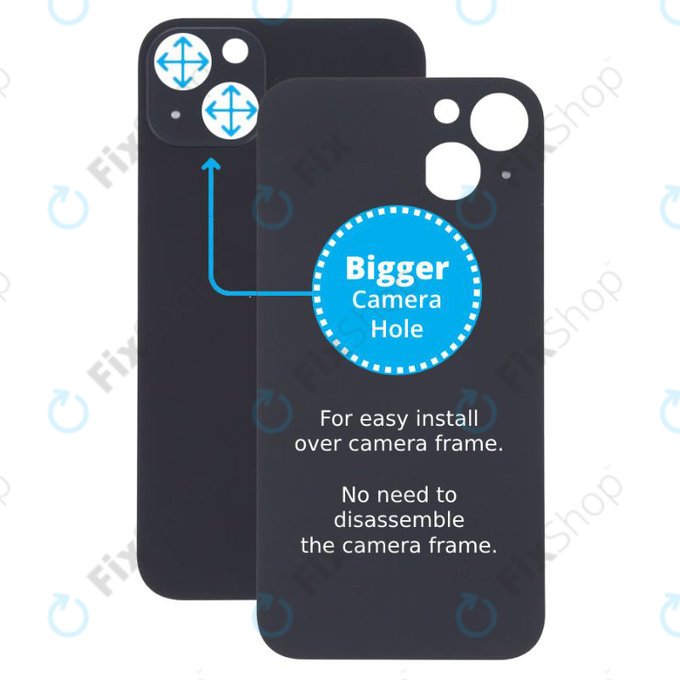 Apple iPhone 13 - Stražnje staklo kućišta s većom rupom za kameru (ponoć)