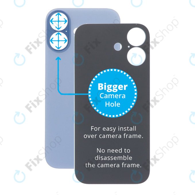 Apple iPhone 17 - Staklo stražnjeg kućišta s većom rupom za kameru (Mist Blue)