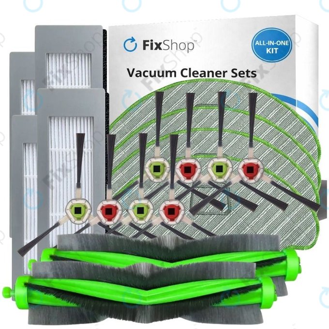 Set rezervnih dijelova za iRobot Roomba Combo 1138, Ecovacs Deebot Ozmo 930 (2x Glavne četke, 4x Filteri, 4 para bočnih četki, 4x Krpice za mop)