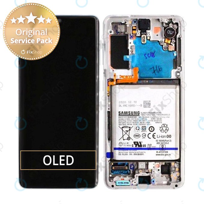 Samsung Galaxy S21 G991B - LCD zaslon + zaslon osjetljiv na dodir + okvir + baterija (Phantom White) - GH82-24716C, GH82-24718C Originalni servisni paket