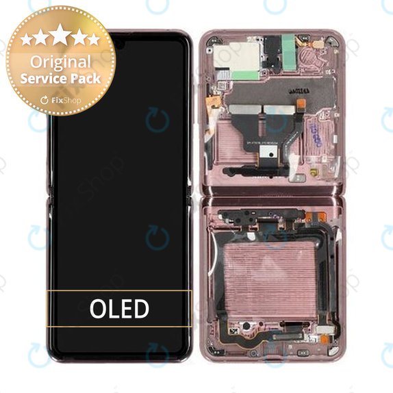 Samsung Galaxy Z Flip 5G F707B - LCD zaslon + zaslon osjetljiv na dodir + okvir (Mystic Bronze) - GH82-23351B Originalni servisni paket