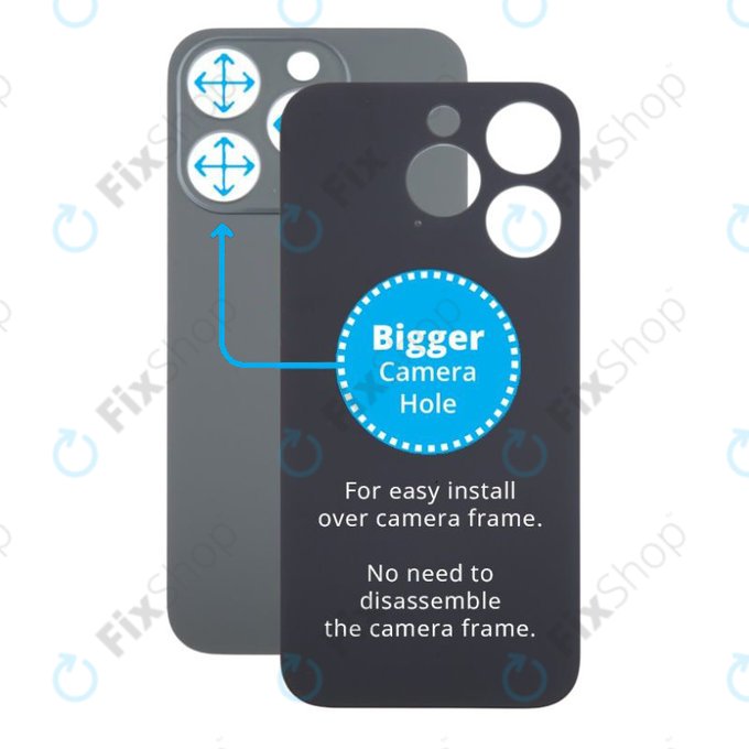 Apple iPhone 15 Pro - Staklo stražnjeg kućišta s većom rupom za kameru (Black Titanium)