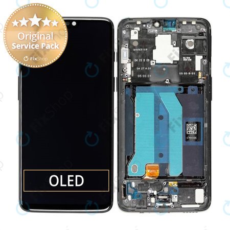 OnePlus 6 - LCD zaslon + zaslon osjetljiv na dodir + okvir (zrcalno crni) - 2011100029 Originalni servisni paket