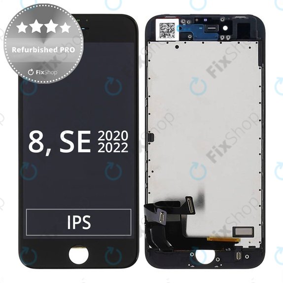 Apple iPhone 8, SE (2020), SE (2022) - LCD zaslon + zaslon osjetljiv na dodir + okvir (crni) Refurbished PRO