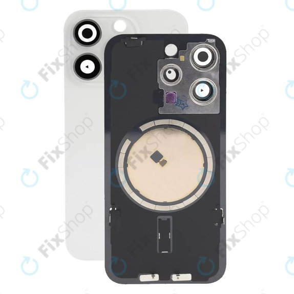 Apple iPhone 15 Pro - Stražnje staklo kućišta + staklo kamere + metalni okvir + magsafe magnet (White Titanium)