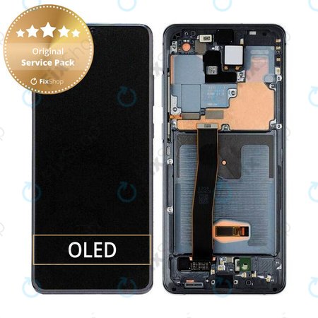 Samsung Galaxy S20 Ultra G988F - LCD zaslon + zaslon osjetljiv na dodir + okvir + prednja kamera (Cosmic Black) - GH82-22271A, GH82-22327A Originalni servisni paket