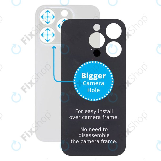 Apple iPhone 14 Pro - Staklo stražnjeg kućišta s većom rupom za kameru (srebrno)