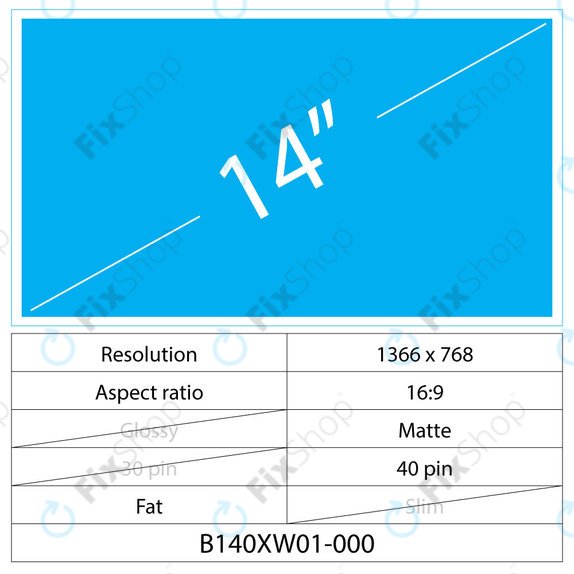 14 LCD Fat Matte LED 40 pin (lijevi konektor)