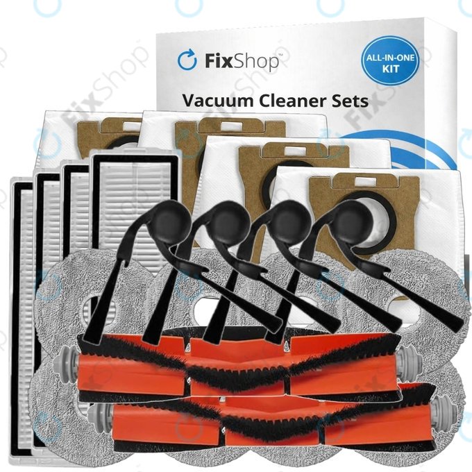 Set rezervnih dijelova za Xiaomi Robot Vacuum 5, 5 Pro (2x Glavna četka, 4x Filter, 4x Bočna četka, 8x Krpa za brisanje, 4x Vrećica za prašinu)