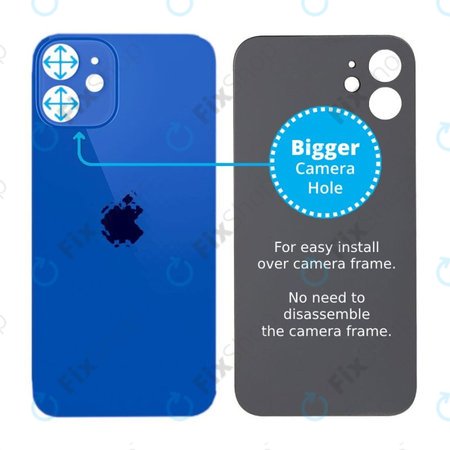 Apple iPhone 12 Mini - Stražnje staklo kućišta s većom rupom za kameru (plavo)