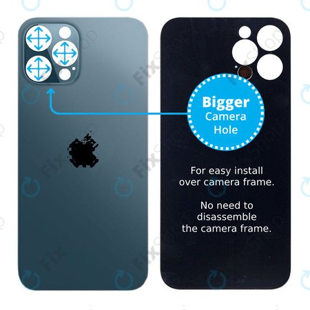 Apple iPhone 12 Pro Max - Stražnje staklo kućišta s većom rupom za kameru (plavo)