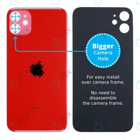 Apple iPhone 11 - Stražnje staklo kućišta s većom rupom za kameru (crveno)