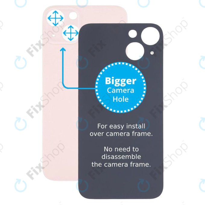 Apple iPhone 13 - Staklo stražnjeg kućišta s većom rupom za kameru (ružičasto)