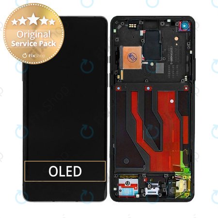 OnePlus 8 - LCD zaslon + staklo osjetljivo na dodir + okvir (oniks crni) - 2011100172 Originalni servisni paket