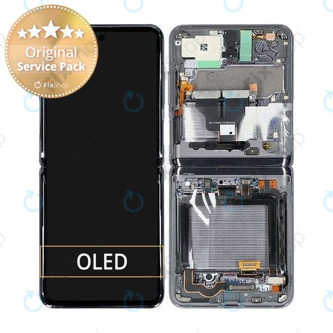 Samsung Galaxy Z Flip 5G F707B - LCD zaslon + zaslon osjetljiv na dodir + okvir (Mystic Gray) - GH82-23351A Originalni servisni paket
